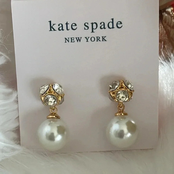 Kate Spade ♠️ Marmalade Faux Pearl Drop Earrings NWT - Picture 2 of 3